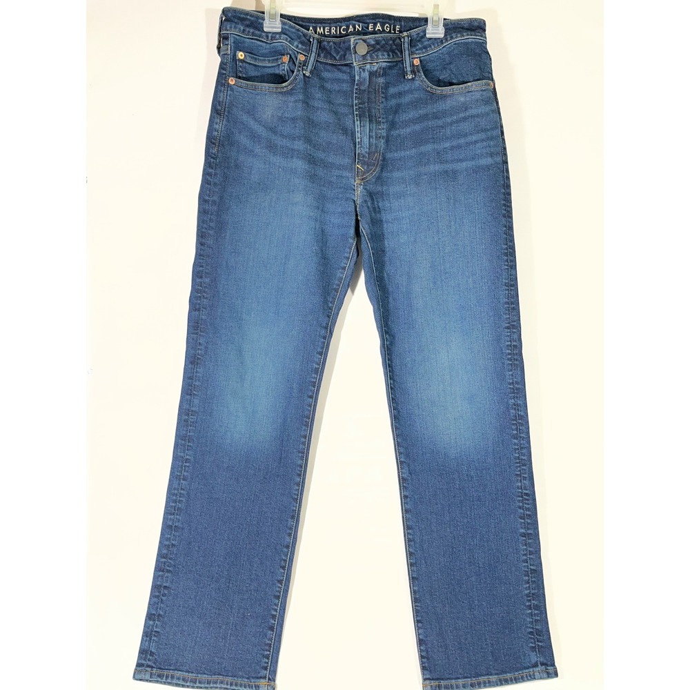 American Eagle Outfitters Relaxed Straight Jeans Mens 33x32 Dark Wash Airflex